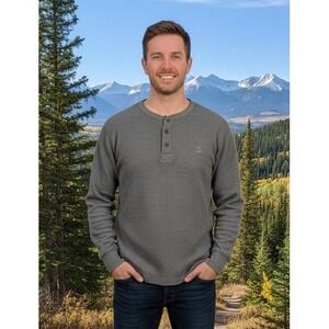 Wolverine Long Sleeve Henley Thermal Shirt Men's Size XL Gray Waffle Knit Cotton